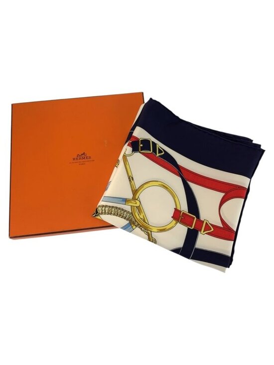 Hermes Eperon Dor Golden Spurs Carre 90 Multicolor Silk Scarf - Picture 6 of 6